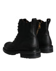 Dolce & Gabbana Black Lace Up Mid Calf Boots Men Shoes