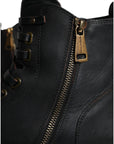 Dolce & Gabbana Black Lace Up Mid Calf Boots Men Shoes