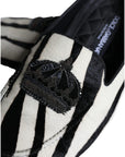Dolce & Gabbana Black White Calf Fur Slip On Loafers Men Shoes