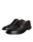 Dolce & Gabbana Black Leather Oxford Wingtip Formal Men Shoes