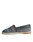 Dolce & Gabbana Blue Gray Woven Leather Buffalo Espadrille Shoes