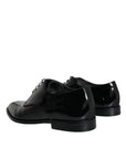 Dolce & Gabbana Black Calfskin Leather Derby Men Dress Shoes