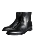 Dolce & Gabbana Black Calf Leather Men Ankle Boots Men Shoes