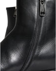 Dolce & Gabbana Black Calf Leather Men Ankle Boots Men Shoes