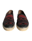 Dolce & Gabbana Black Maroon Woven Leather Buffalo Men Espadrille Shoes