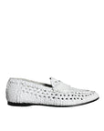 Dolce & Gabbana White Woven Leather Slip On Loafers Men Shoes