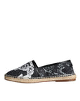 Dolce & Gabbana Black Floral Cotton Leather Espadrilles Shoes