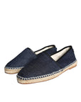 Dolce & Gabbana Blue Denim Cotton Leather Espadrilles Shoes