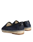 Dolce & Gabbana Blue Denim Cotton Leather Espadrilles Shoes