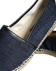 Dolce & Gabbana Blue Denim Cotton Leather Espadrilles Shoes