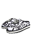 Dolce & Gabbana Black White Quilted Logo Sandals Slides Shoes