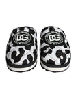 Dolce & Gabbana Black White Quilted Logo Sandals Slides Shoes