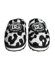 Dolce & Gabbana Black White Quilted Logo Sandals Slides Shoes