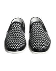Dolce & Gabbana Black White Weaved Slip On Men Loafers Shoes