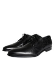 Dolce & Gabbana Black Calfskin Leather Derby Men Dress Shoes