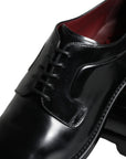 Dolce & Gabbana Black Calfskin Leather Derby Men Dress Shoes