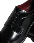 Dolce & Gabbana Black Calfskin Leather Derby Men Dress Shoes