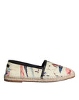 Dolce & Gabbana Beige Floral Canvas Espadrilles Slip On Shoes