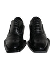 Dolce & Gabbana Black Calfskin Leather Derby Dress Men Shoes