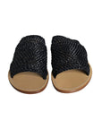 Dolce & Gabbana Black Monochrome Braided Raffia Slides Shoes