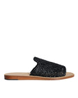Dolce & Gabbana Black Monochrome Braided Raffia Slides Shoes