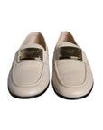 Dolce & Gabbana Beige Leather Logo Plaque Slip On Men Loafers Shoes