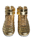 Dolce & Gabbana Gold Leather Sartoria High Top Sneakers Shoes