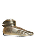 Dolce & Gabbana Gold Leather Sartoria High Top Sneakers Shoes