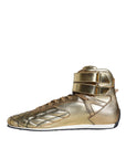 Dolce & Gabbana Gold Leather Sartoria High Top Sneakers Shoes