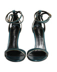 Dolce & Gabbana Dark Green Calf Leather Heels Sandals Shoes