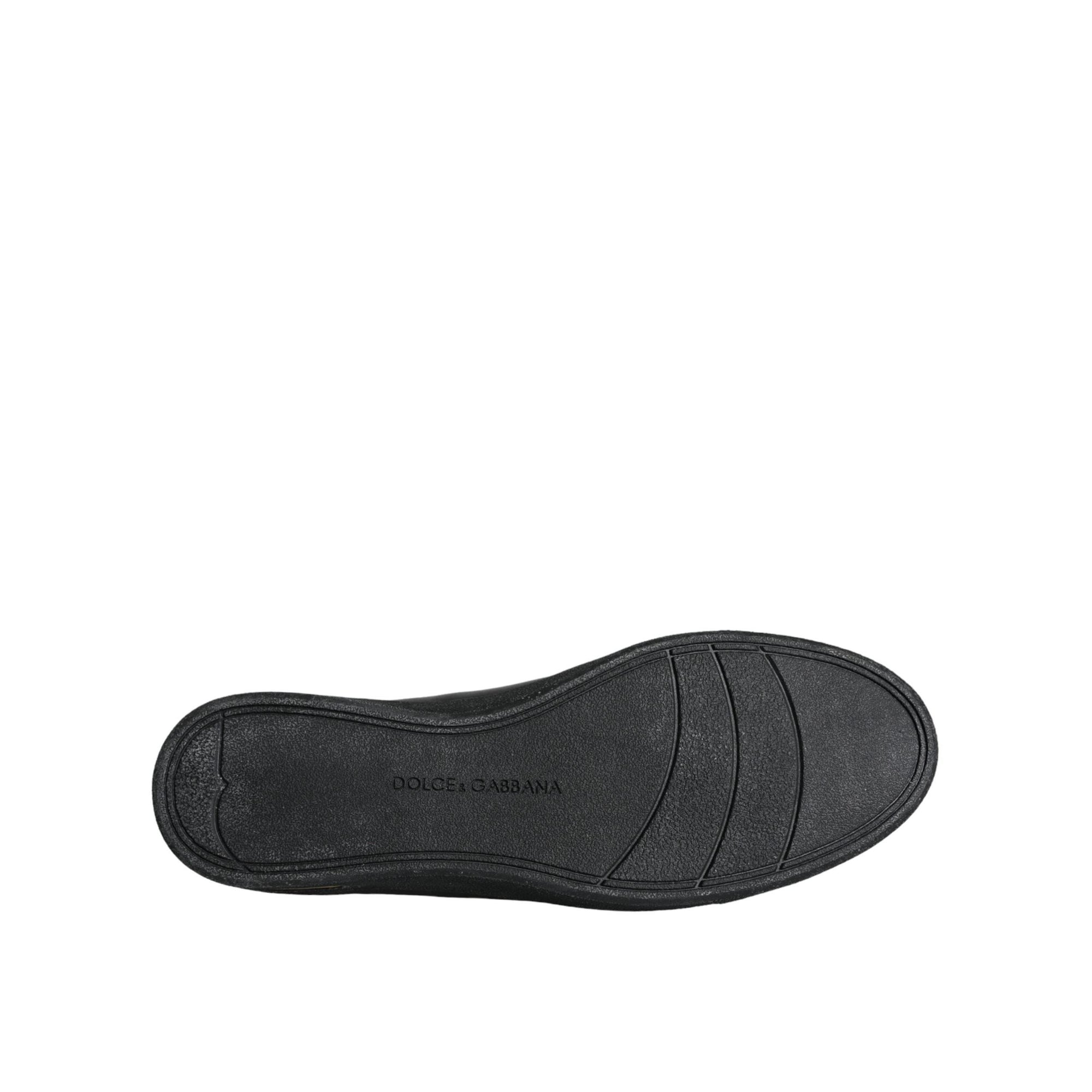 Dolce & Gabbana Black Gold Leather Classic Sneakers Shoes