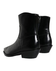 Dolce & Gabbana Black Leather Ankle Boots Booties Shoes