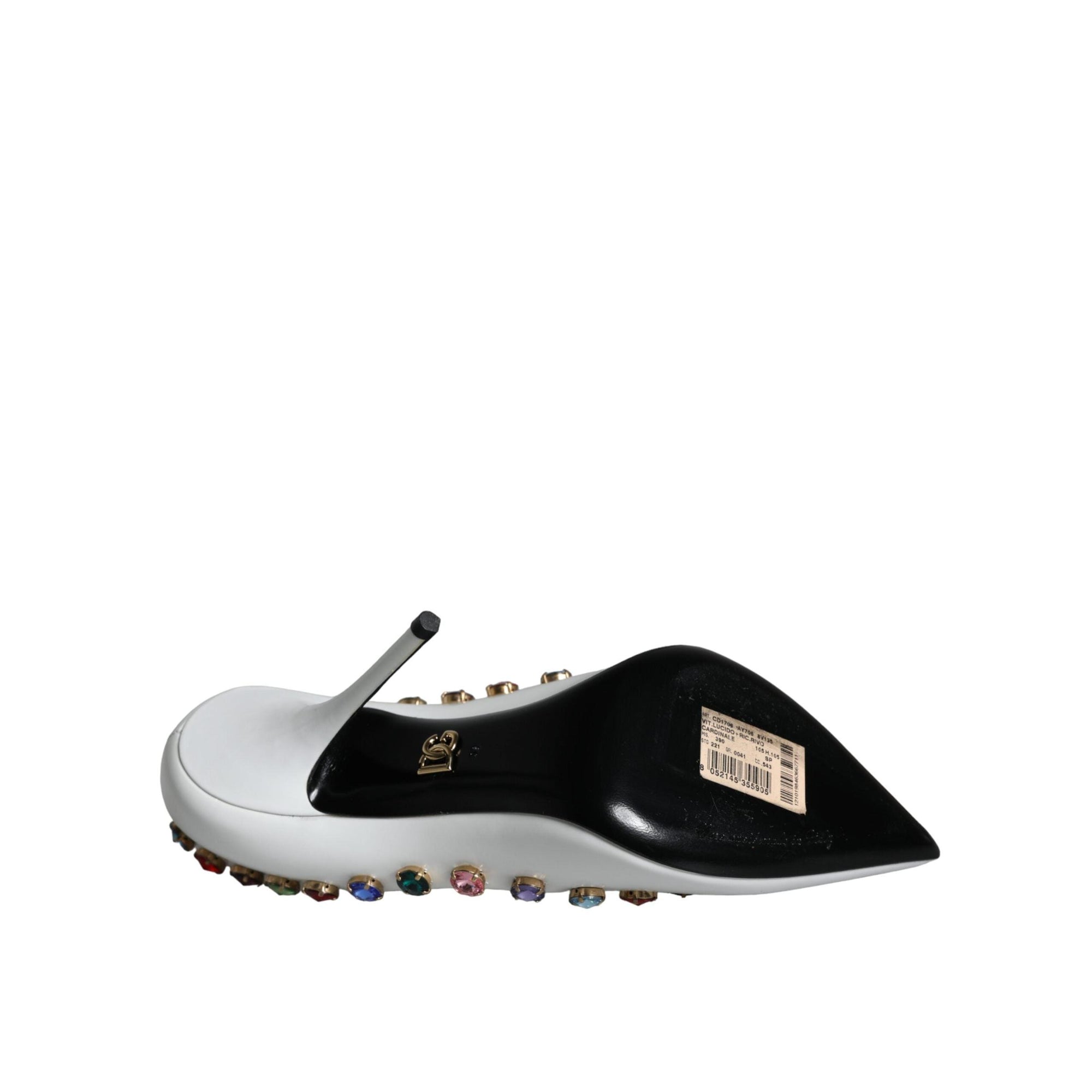 Dolce & Gabbana White Crystal Leather High Heels Pumps Shoes