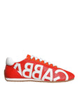 Dolce & Gabbana Red White Leather Logo Casual Sneakers Shoes