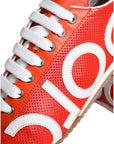 Dolce & Gabbana Red White Leather Logo Casual Sneakers Shoes