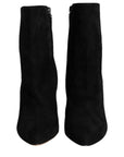 Dolce & Gabbana Black Suede Leather Mid Calf Boots Shoes