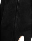 Dolce & Gabbana Black Suede Leather Mid Calf Boots Shoes