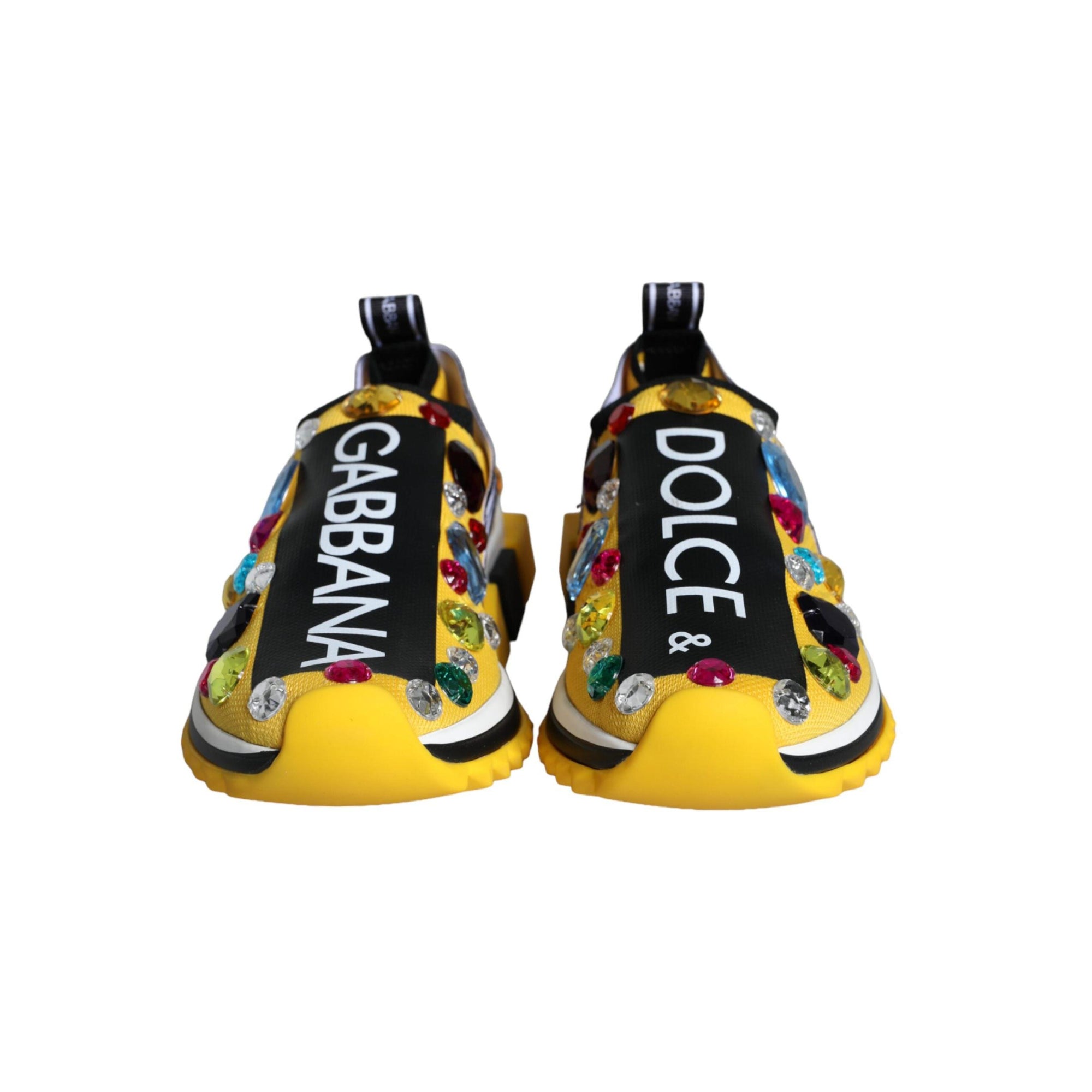 Dolce & Gabbana Yellow Sorrento Crystals Sneakers Womens Shoes