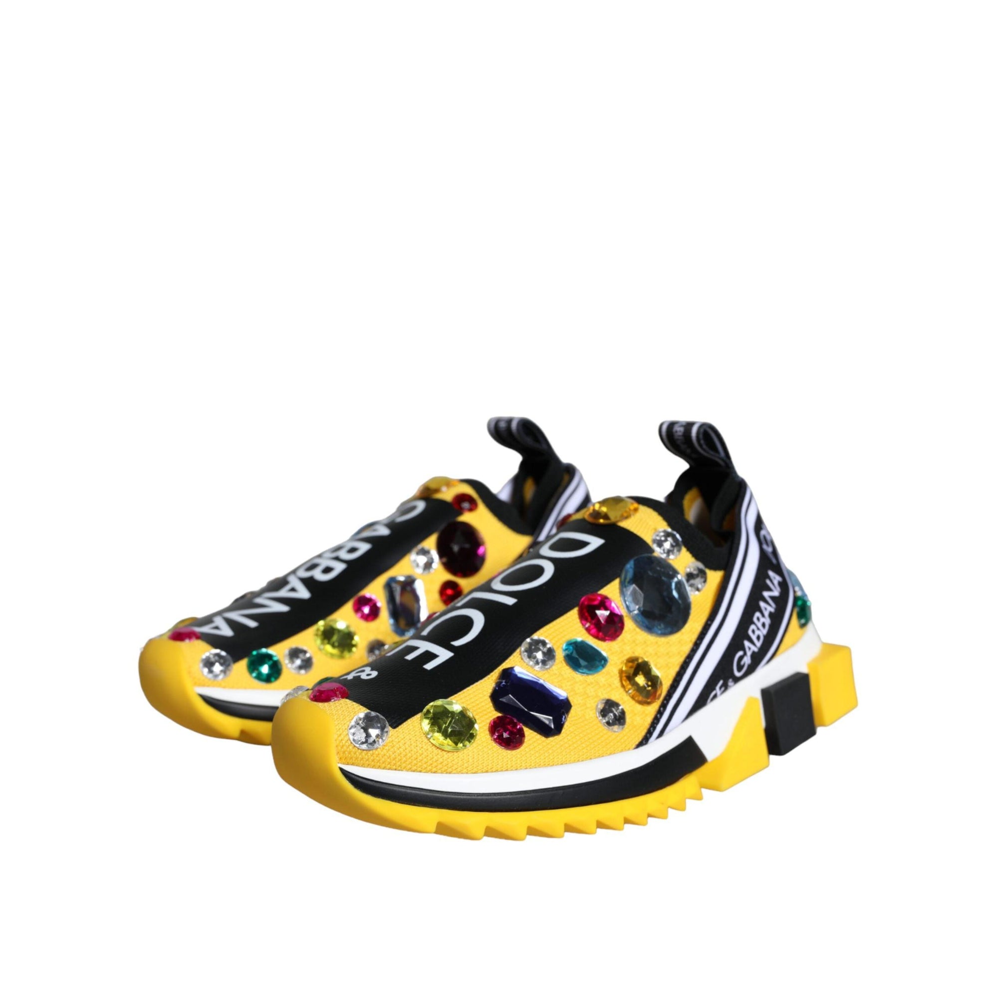 Dolce & Gabbana Yellow Sorrento Crystals Sneakers Womens Shoes