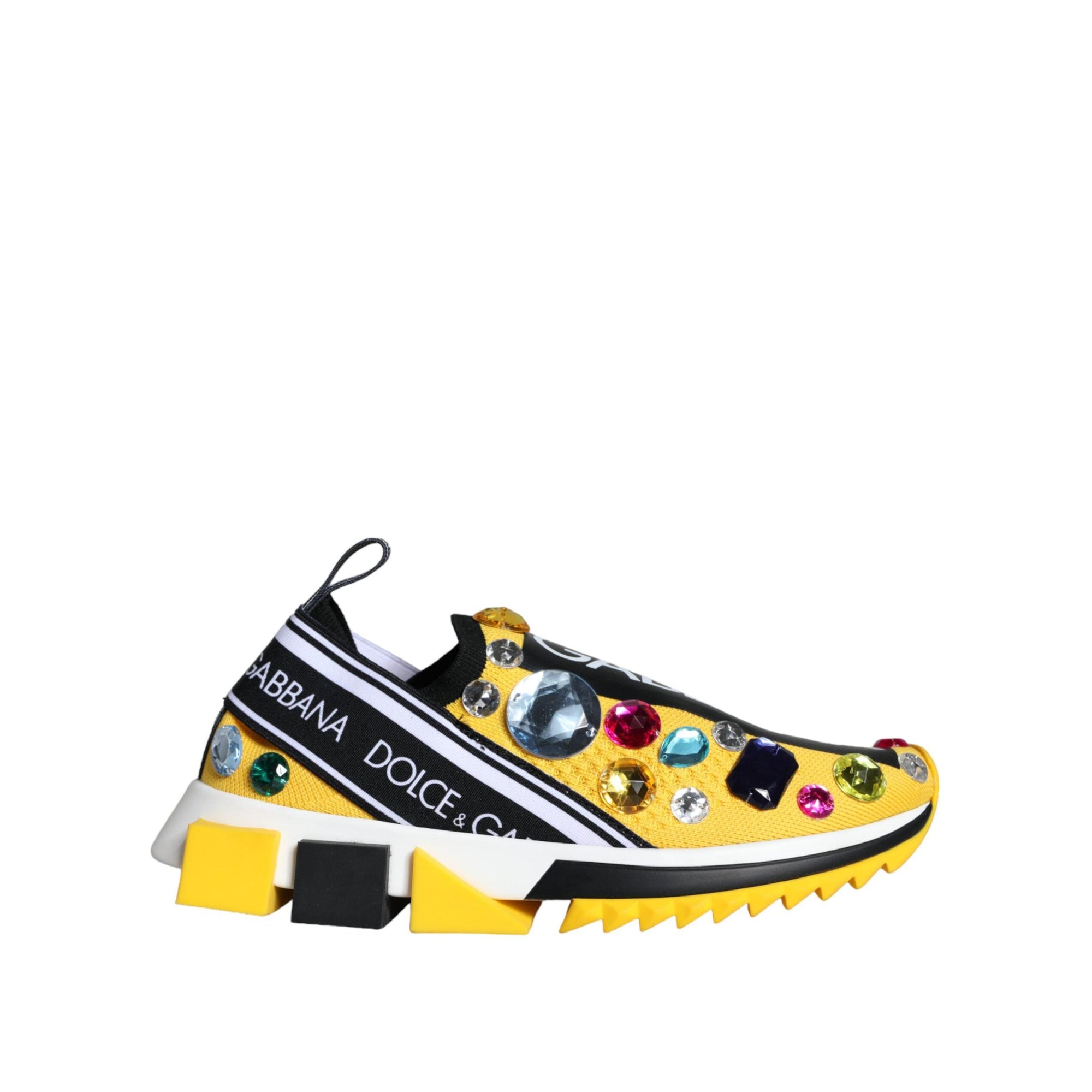 Dolce & Gabbana Yellow Sorrento Crystals Sneakers Womens Shoes