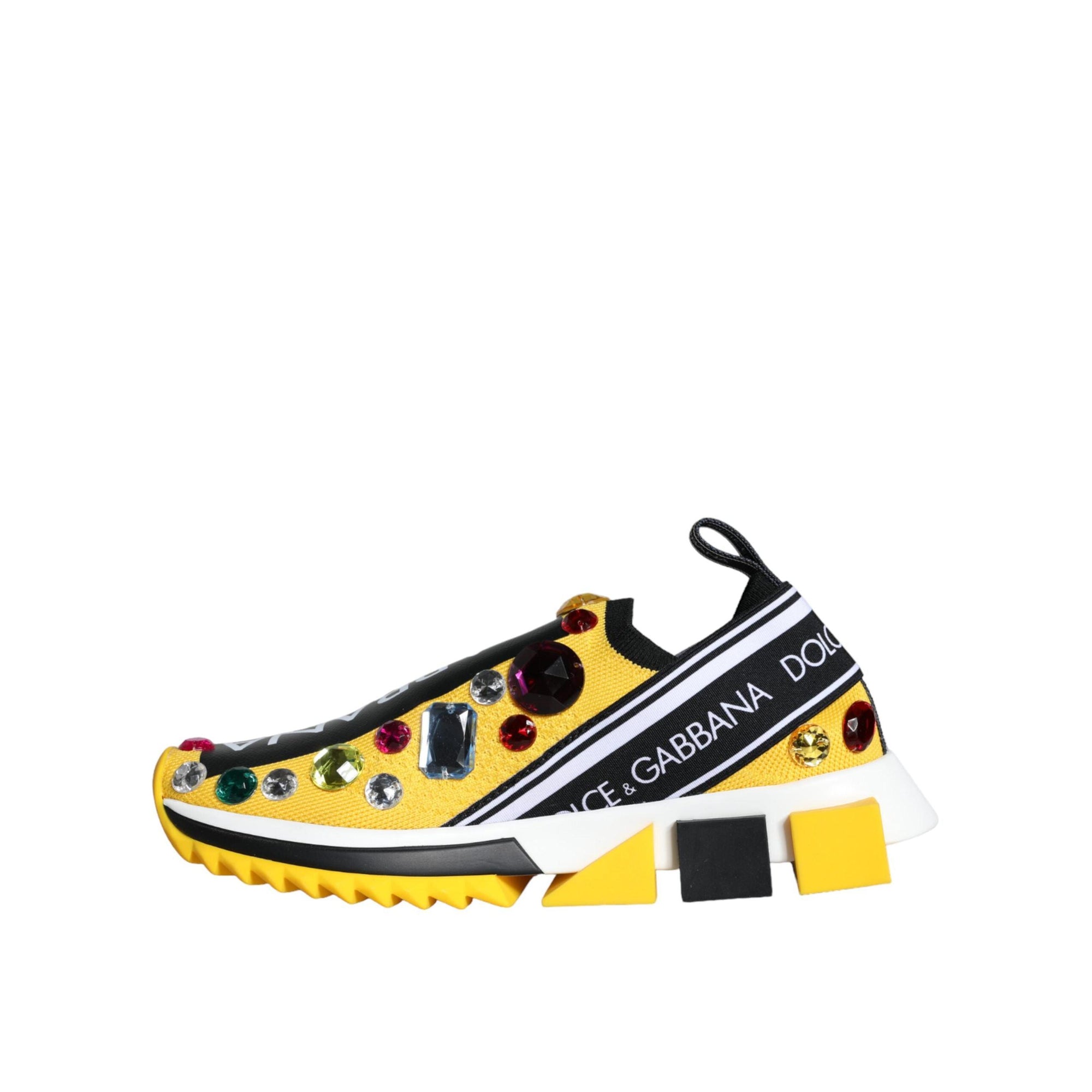 Dolce & Gabbana Yellow Sorrento Crystals Sneakers Womens Shoes