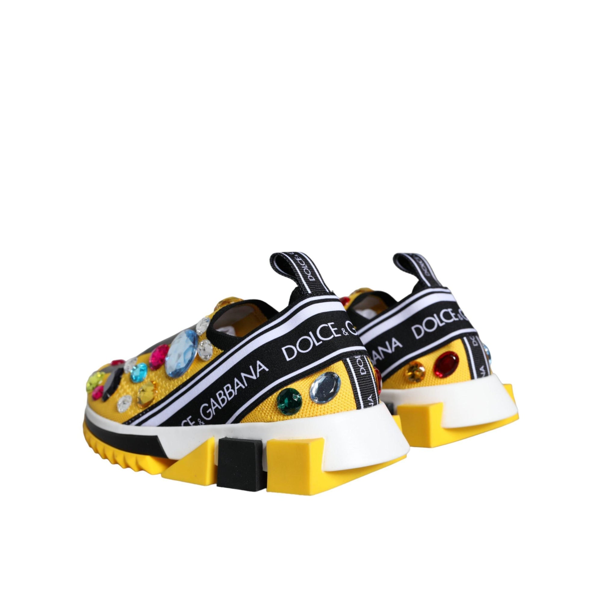 Dolce & Gabbana Yellow Sorrento Crystals Sneakers Womens Shoes