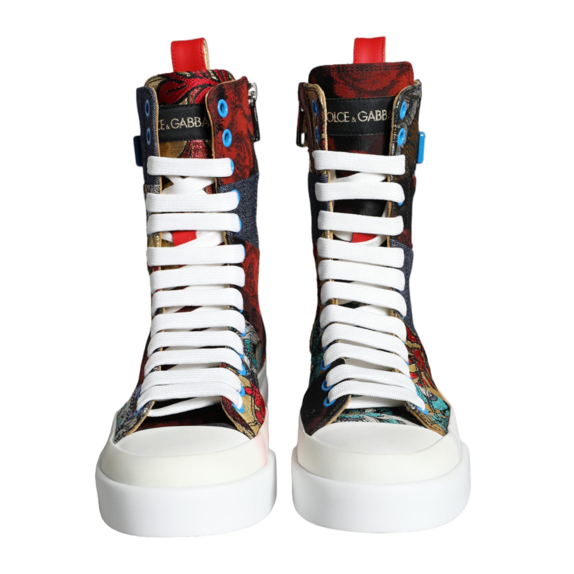 Dolce & Gabbana Multicolor Patchwork Logo High Top Sneakers Shoes