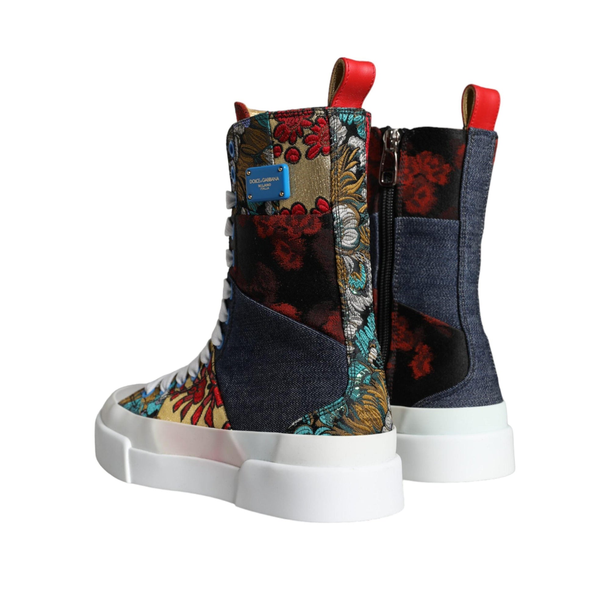 Dolce & Gabbana Multicolor Patchwork Logo High Top Sneakers Shoes