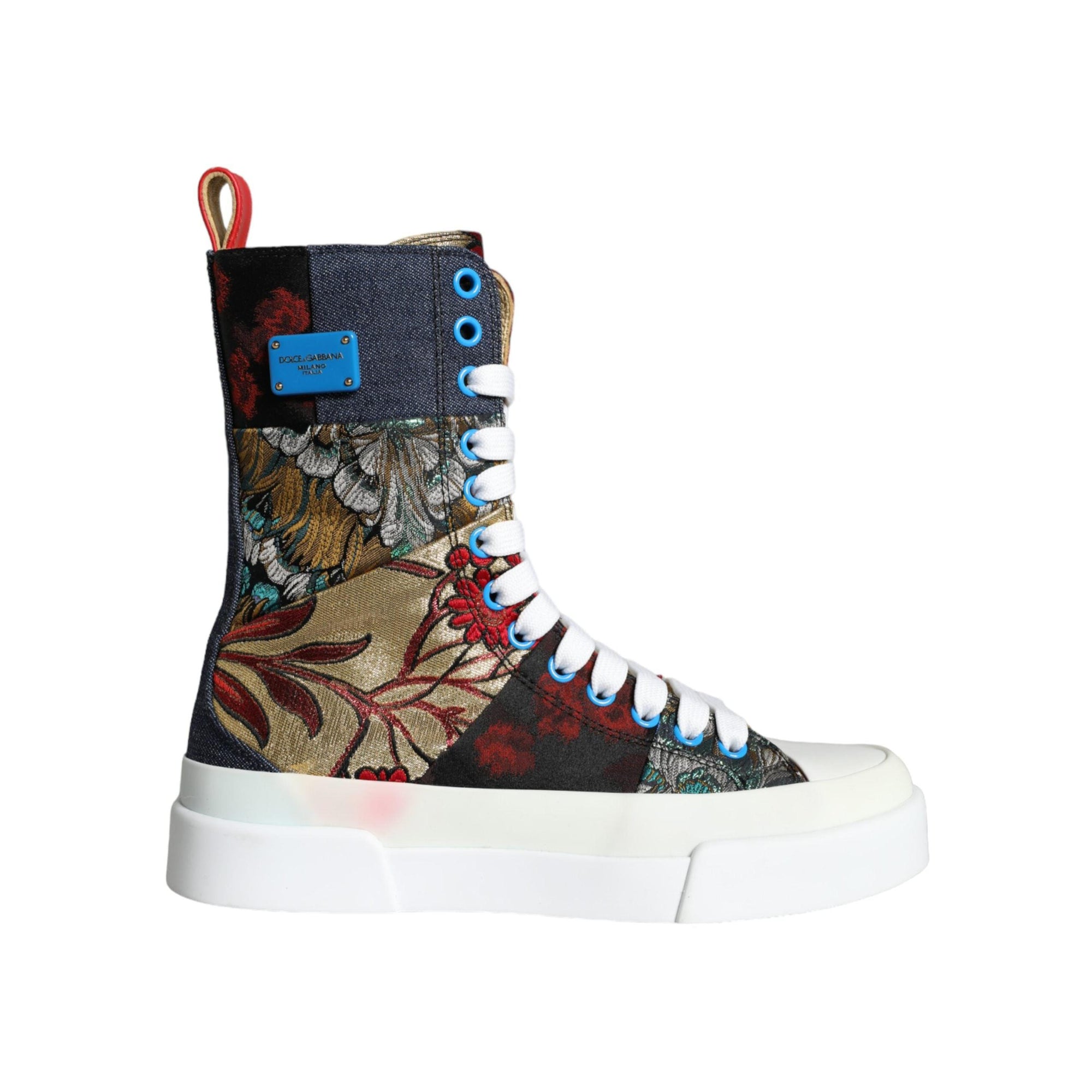 Dolce & Gabbana Multicolor Patchwork Logo High Top Sneakers Shoes
