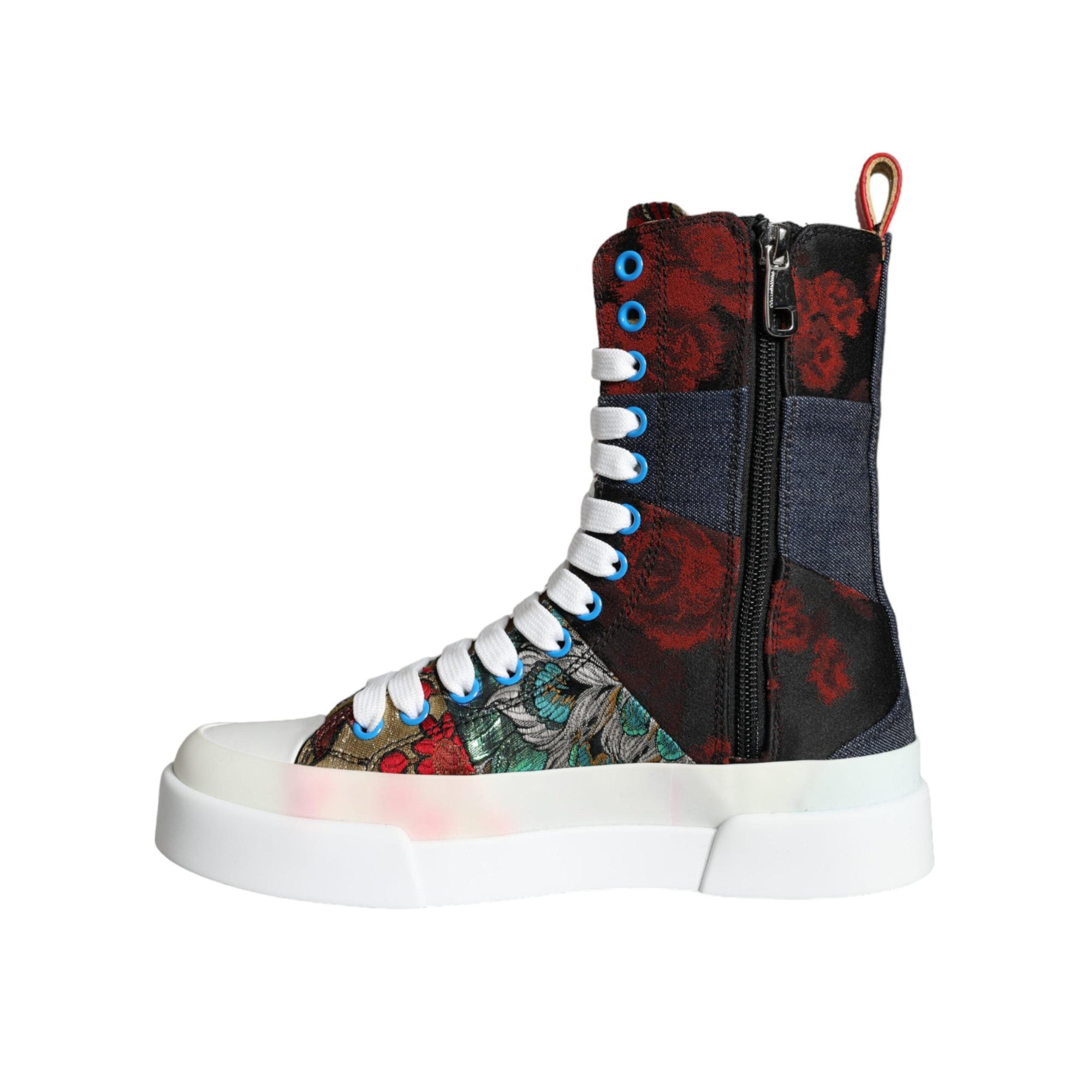 Dolce & Gabbana Multicolor Patchwork Logo High Top Sneakers Shoes