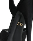 Dolce & Gabbana Black Leather Platform Heels Sandals Shoes