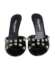 Dolce & Gabbana Black Crystal Heels Keira Sandals Shoes