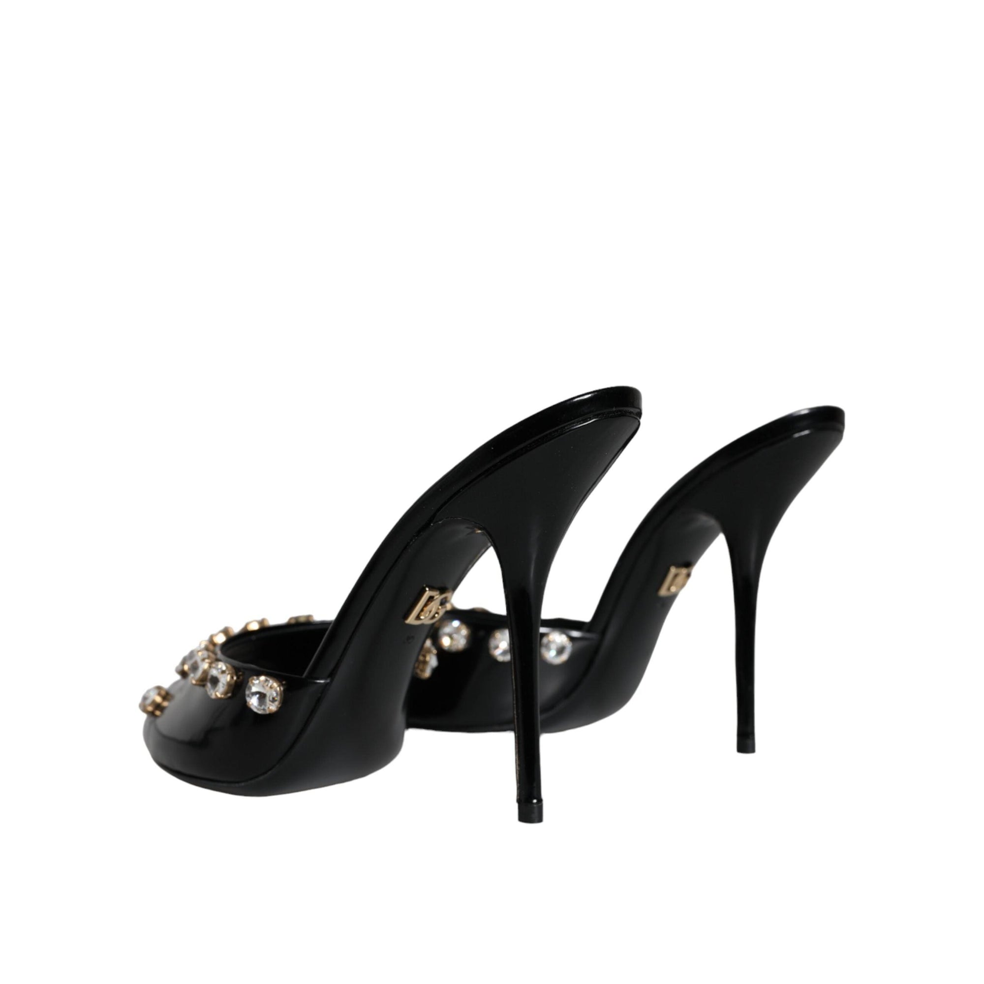 Dolce & Gabbana Black Crystal Heels Keira Sandals Shoes