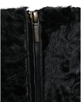 Dolce & Gabbana Black Xiangao Lamb Fur Leather Boots Shoes